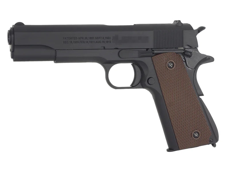 [E&C] Full Metal 1911A1 US Government Airsoft GBB Pistol[BLK W/ Brown Grip][FULL MARKING]