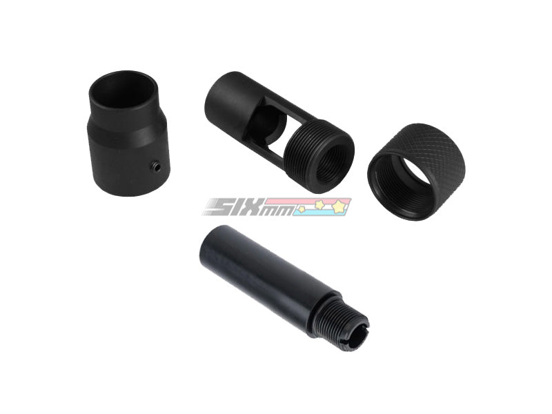 [MadDog] CNC Steel Muzzle Brake Kit W/  [For MK12 GBBR][-14mm CCW][BK]