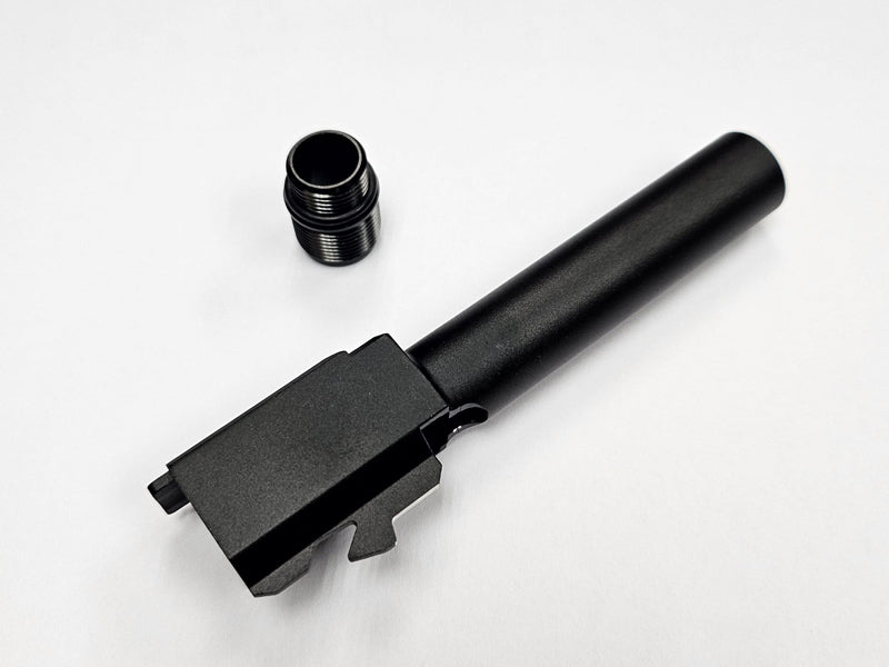 [GG] Airsoft Aluminium Threaded Outer Barrel W/ Silencer Adapter[For Tokyo Marui G19 GBB Series][BLK]