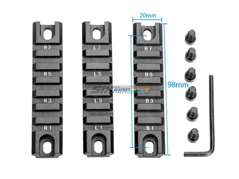 [SpiderFire] 20mm Aluminum Rails for G36C AEG [6 slots RIS Panel / 3pcs]