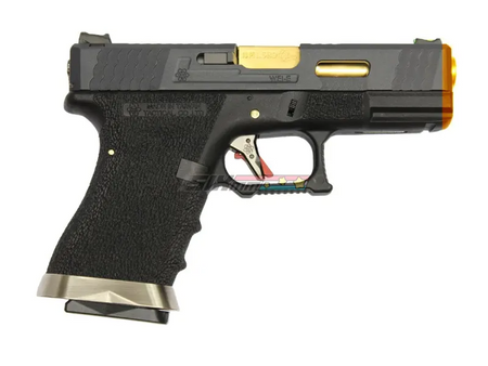 [WE-Tech] Custom SAI Style 19 T1 Airsoft GBB Pistol[BLK Slide & Gld Barrel]